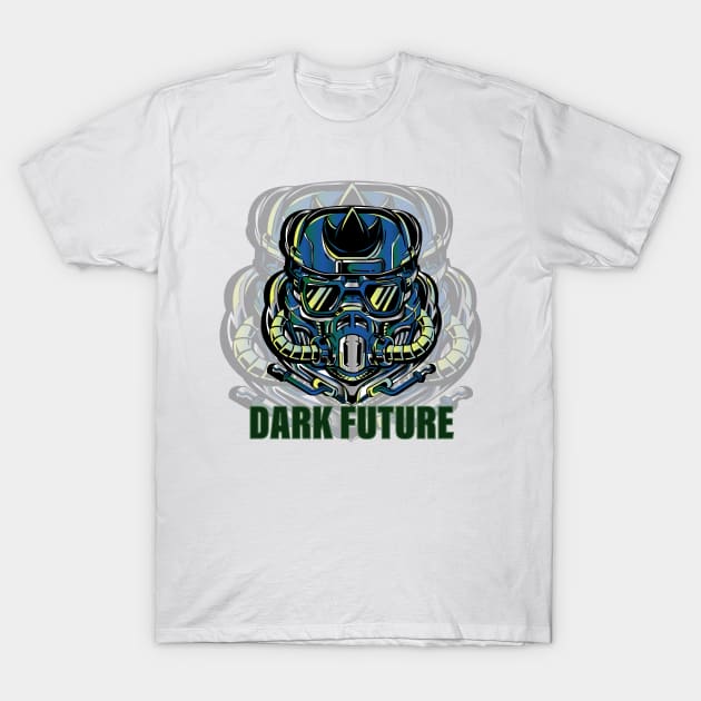 Dark Future Helmet T-Shirt by manal